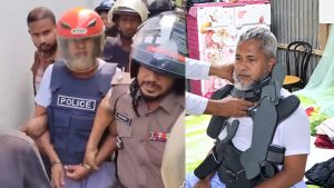 প্রথম সমাচার Prothom Somachar জামালপুরে শিশু ধর্ষণ চেষ্টার অভিযোগে আটক ছানোয়ার হোসেনকে জুতার মালা পরিয়ে জনরোষের দৃশ্য।